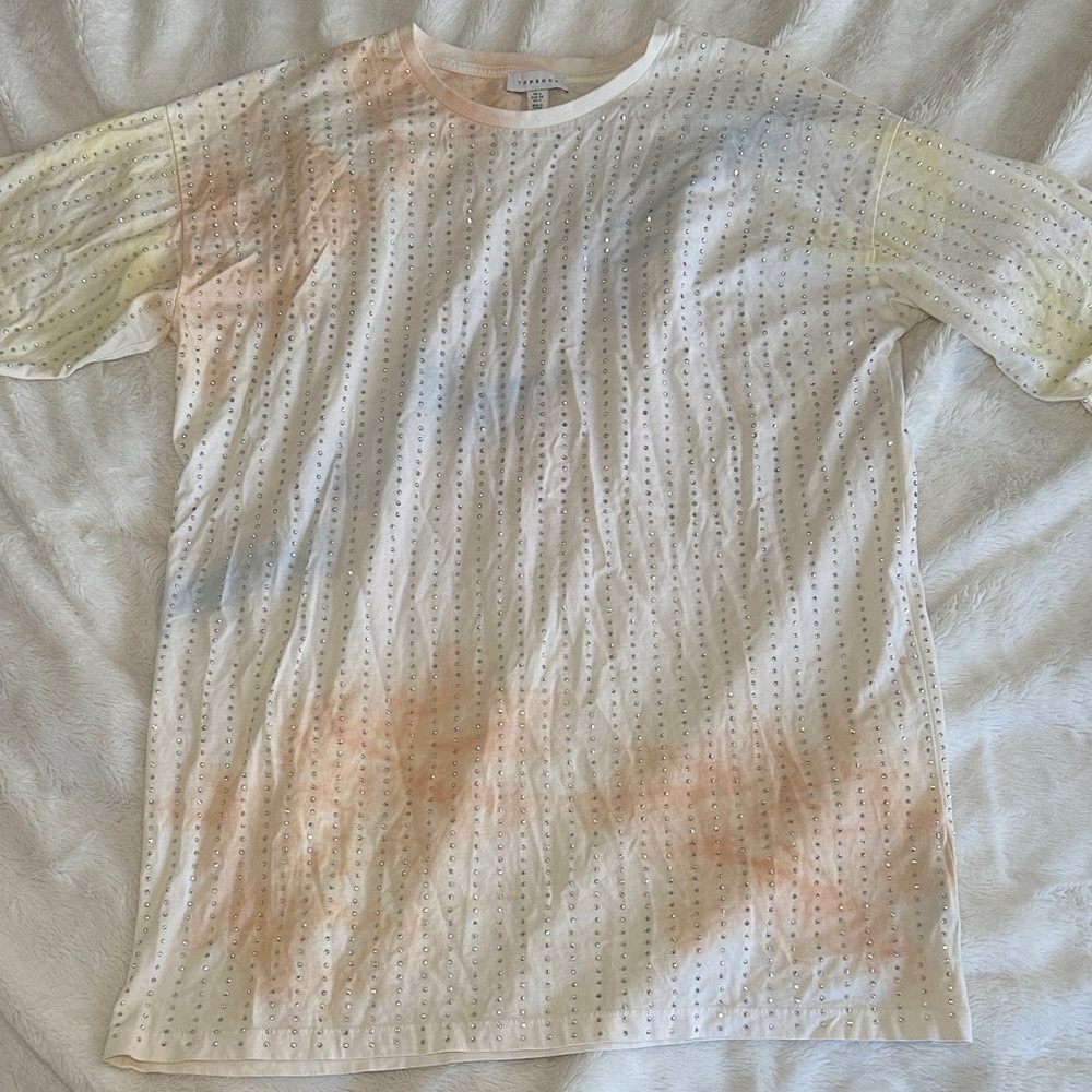 Top Shop Colorful Tie-Dye Studded T-Shirt